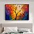 baratos Pinturas Florais/Botânicas-Arte de parede de árvore de tamanho grande para sala de estar pintura a óleo de floresta pintada à mão arte colorida paisagem lona decoração de casa decoração de parede