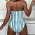 저렴한 원피스-여성용 수영복 한 조각 보통 수영복 줄무늬 레이스 -업 인쇄 푸른 클로버 바디 슈트 수영복 비치 웨어 여름 스포츠