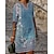 billiga Etniska klänningar-kvinnors fritidsklänning skiftklänning midiklänning grön halvärm blommönster höst vår sommar v-ringad 2023 s m l xl xxl 3xl