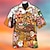 cheap Men&#039;s Camp Shirts-Hawaiian Guitars And Music Mens Graphic Shirt Summer Food Prints Cuban Collar Black White Yellow Royal Blue Casual Holiday Short Sleeve Festival Cotton Black-White