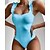 cheap One-Pieces-Women&#039;s Swimwear One Piece Normal Swimsuit Solid Color Quick Dry Light Blue Black Navy Blue Bodysuit Bathing Suits Beach Wear Summer Sports