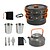 cheap Camp Kitchen-9 Pcs Camping Pots And Pans Set Camping Cookware Kit With Kettle Non-Stick Pot And Pans Portable Cookware Set With Foldable Handle For Camping Travel Hiking