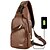 cheap Laptop Bags &amp; Backpacks-Men&#039;s Chest Bag Casual Outdoor Travel USB Charging Port Sling Bag Leather Chest Bag Crossbody Bag