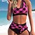 cheap Women&#039;s Swimwears-Women&#039;s Swimwear Bikini Normal Swimsuit 2 Piece Printing Leaf Plaid Black Pink Orange Rose Red Rose Pink Bathing Suits Sports Beach Wear Summer