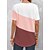 cheap Tees &amp; T Shirts-Women&#039;s T shirt Tee Pink Button Lace Trims Color Block Daily Weekend Short Sleeve V Neck Basic Regular S