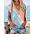 cheap T-shirts &amp; Blouses-Women&#039;s T shirt Tee Red Blue Orange Color Block Lace Trims Print Short Sleeve Casual Daily Basic V Neck Regular S