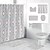 cheap Shower Curtains-4Pcs Shower Curtain Set with Rug Toilet Lid Cover Sets with Non-Slip Rug Bath Mat for Bathroom,Simple Geometric Pattern,Waterproof Polyester Shower Curtain with 12 Hooks,Bathroom Decoration