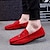 ieftine Saboți și Mocasini Bărbați-Bărbați Mocasini &amp; Balerini Mocasini Pantofi de confort Casual În aer liber Zilnic Satin Respirabil Loafer Negru Roșu-aprins Vară Primăvară