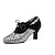 cheap Ballroom Shoes &amp; Modern Dance Shoes-Women&#039;s Modern Shoes Training Party Practice Velvet Lace Up Pattern / Print Heel Contemporary Dance Floral Print Lace-up Splicing Thick Heel Round Toe Lace-up Adults&#039; Black / Gold Black / Silver