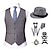 cheap Historical &amp; Vintage Costumes-1920s Vest Hat Accesories Detective Set The Great Gatsby Classical Roaring 20s Bow Tie Men&#039;s Costume Vintage Cosplay Cocktail Party Wedding