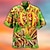 abordables camisas de campamento para hombres-Hombre Camisa camisa hawaiana Coche Estampados Cosecha Cuello Vuelto Blanco Amarillo Verde Claro Negro / Marrón Verde Ejército Casual Hawaiano Manga Corta Estampado Abotonar Ropa Tropical Moda