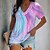cheap Tees &amp; Tank Tops-Women&#039;s T shirt Tee Pink Blue Purple Graphic Print Short Sleeve Daily Weekend Basic V Neck Regular Abstract Painting S