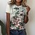 cheap Tees &amp; Tank Tops-Women&#039;s T shirt Tee Yellow Pink Blue Floral Print Short Sleeve Holiday Weekend Basic Round Neck Regular Floral Painting S