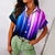 저렴한 블라우스 &amp; 셔츠-여성용 셔츠 블라우스 루비 푸른 퍼플 단추 프린트 줄무늬 캐쥬얼 짧은 소매 셔츠 카라 베이직 보통 M