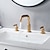 olcso Többfuratos-széles körben elterjedt fürdőszobai mosogató csaptelep 360 fokban elforgatható, sárgaréz 3 lyukú, 2 fogantyús mosdócsaptelep szerelhető, mosdótálca vízcsap hideg-meleg tömlővel