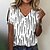 cheap Tees &amp; Tank Tops-Women&#039;s T shirt Tee Black Blue Sky Blue Tie Dye Striped Button Cut Out Short Sleeve Daily Weekend Basic V Neck Regular Painting S