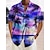 Недорогие Мужская гавайская рубашка-Гавайская рубашка мужская с графикой лето кокосовая пальма отложная красная фиолетовая коричневая зеленая радуга уличная повседневная рубашка с короткими рукавами и пуговицами красочная пляжная синяя