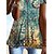 cheap Women&#039;s Tops-Women&#039;s T shirt Tee Blue Tie Dye Abstract Button Print Short Sleeve Casual Basic U Neck Regular S