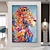 cheap Animal Paintings-Oil Painting Handmade Hand Painted Wall Art Pop Cartoon Lion Animal Home Decoration Décor Rolled Canvas No Frame Unstretched
