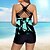 levne Bikini a plavky-Dámské Plavky Tankini 2 ks Větší velikosti Plavky 2 ks Potisk Geometrické tvary Vodní modrá Bez rukávů Plavky Sportovní Oblečení na pláž léto