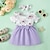 cheap Dresses-Baby girl child flower prints lace short-sleeved dress (scarf)