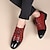 levne Pánské oxfordky-Pánské Boty Oxfordské Derby Boty Kožené boty Společenské boty Oblékání módy Chůze Obchodní Čínské vzory Bristké Vánoce Denní Kůže Syntetický Teplý Šněrování Tmavě červená Černá Modrá Jaro Podzim