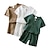 זול סטים-2 חלקים ילדים בנים חולצות טי-שרט &amp; מכנסיים קצרים תִלְבּוֹשֶׁת צבע אחיד שרוולים קצרים פשתן מַעֲרֶכֶת בית יומי קיץ אביב 3-7 שנים לבן פול חום