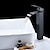 preiswerte Klassisch-Wasserfall-Waschbecken-Mischbatterie hoch kurz, Mono-Waschbecken Einhand-Waschtischarmaturen, Waschraum mit Warm- und Kaltwasserschlauch Monoblock-Gefäß Wasserhahn aus Messing Deck montiert goldschwarz