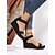 cheap Women&#039;s Sandals-Women&#039;s Sandals Wedge Sandals Plus Size Party Daily Summer Wedge Heel Peep Toe Elegant Casual Classic Faux Suede Buckle Solid Color Black