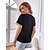 cheap Blouses &amp; Shirts-Women&#039;s Shirt Blouse Black White Pink Lace Trims Plain Casual Short Sleeve V Neck Basic Regular S