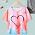 olcso Pólók és blúzok-gyerek lány póló szívparti rövid ujjú divat 7-13 éves korig nyári többszínű