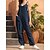 cheap Women&#039;s Jumpsuits-Women&#039;s Jumpsuit Pocket Solid Color U Neck Basic Daily Vacation Regular Fit Sleeveless Navy Blue Blue Orange S M L Summer