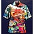 お買い得  メンズキャンプシャツ-男性用 シャツ アロハシャツ 車載 グラフィック ビンテージ 折襟 ホワイト イエロー ライトグリーン 黒褐色 アーミーグリーン カジュアル ハワイアン 半袖 プリント ボタンダウン 衣類 トロピカル風 ファッション ハワイアン ソフト
