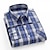 olcso Férfi ingek-férfi ing kockás kockás ing ív szögletes nyak munka utca hosszú ujjú galléros ingek ruházat ruházat tervező üzlet könnyű formális