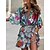 cheap Casual Dresses-Women&#039;s Casual Dress Floral Color Block Tiered Dress Summer Dress V Neck Ruffle Layered Mini Dress Outdoor Daily Active Fashion Regular Fit Half Sleeve Yellow Blue Dusty Blue Summer Spring S M L XL