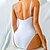 cheap Women&#039;s Swimwears-Women&#039;s Swimwear One Piece Normal Swimsuit Printing Floral White Bodysuit Bathing Suits Sports Beach Wear Summer