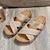 abordables Sandalias de mujer-Zapatillas de mujer de talla grande, zapatillas de exterior, playa, verano, tacón plano, punta abierta, elegante, informal, minimalismo, mocasín de satén trenzado beige