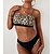 preiswerte Bikini-Sets-Damen Badeanzug Bikinis Normal Bademode Leopard 2 Teile Print Beige Badeanzüge Strandbekleidung Sommer Sport