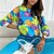 cheap Women&#039;s Tops-Women&#039;s Blouse White Blue Green Floral Color Block Print Long Sleeve Casual Daily Casual Round Neck Floral S
