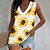 cheap Women&#039;s Tops-Women&#039;s Tank Top Black White Gray Sunflower Print Sleeveless Casual Holiday Basic V Neck Regular Floral S