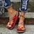 ieftine Sandale de Damă-Pentru femei Sandale Sandale Platformă Pantofi de confort Zilnic Mers Vară Flori Toc Platformă Vârf rotund Epocă Imitație Piele Loafer Negru Roșu-aprins