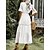 cheap Casual Dresses-Women&#039;s Casual Dress Sundress Summer Dress Long Dress Maxi Dress Basic Casual Pure Color Lace Patchwork Outdoor Daily Vacation V Neck Half Sleeve Dress Loose Fit White Pink Summer Spring S M L XL XXL