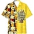 billige herrelejrskjorter-Herre Skjorte Hawaii skjorte Grafiske tryk Øl Aftæpning Lysegul Sort Gul Guld Grøn Afslappet Hawaiiansk Kortærmet Trykt mønster Knap ned Tøj Tropisk Mode Hawaiiansk Blødt