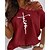 cheap Tees &amp; Tank Tops-Women&#039;s T shirt Tee Wine Red Black White Letter Text Cut Out Print Short Sleeve Daily Basic One Shoulder Regular Painting S