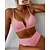 cheap Bikini Sets-Women&#039;s Swimwear Bikini Normal Swimsuit Solid Color 2 Piece White Pink Blue Purple Orange Bathing Suits Beach Wear Summer Sports