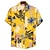 זול חולצות קיץ הוואי לגברים-בגדי ריקוד גברים חולצה חולצת הוואי חולצה עם כפתורים חולצת קיץ חולצה קז&#039;ואל צהוב בהיר שחור לבן צהוב ירוק בהיר שרוולים קצרים פרח / צמחים צווארון חולצה בָּחוּץ ליציאה דפוס ביגוד