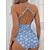 preiswerte Einteiler-Damen Badeanzug Ein Stück Normal Bademode Blumen Print Rosa Königliches Blau Himmelblau Grün Bodysuit Badeanzüge Strandbekleidung Sommer Sport