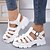 cheap Women&#039;s Sandals-Women&#039;s Sandals Platform Sandals Plus Size Outdoor Daily Beach Summer Flat Heel Round Toe Vintage Casual Faux Leather Buckle Solid Color Black White Pink