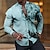 olcso férfi vintage ingek-az oroszlánkirály férfi grafikus ing állattartó és gallér rózsaszín kék zöld khaki szürke szabadtéri utcai hosszú ujjú ruházat alkalmi ruházat