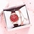ieftine Ceasuri Quartz-ceasuri de cuarț cu brățară de cristal de lux pentru femei, ceasuri de cuarț cu diamante, rochie sportivă pentru femei, ceas de mână cu cadran roz